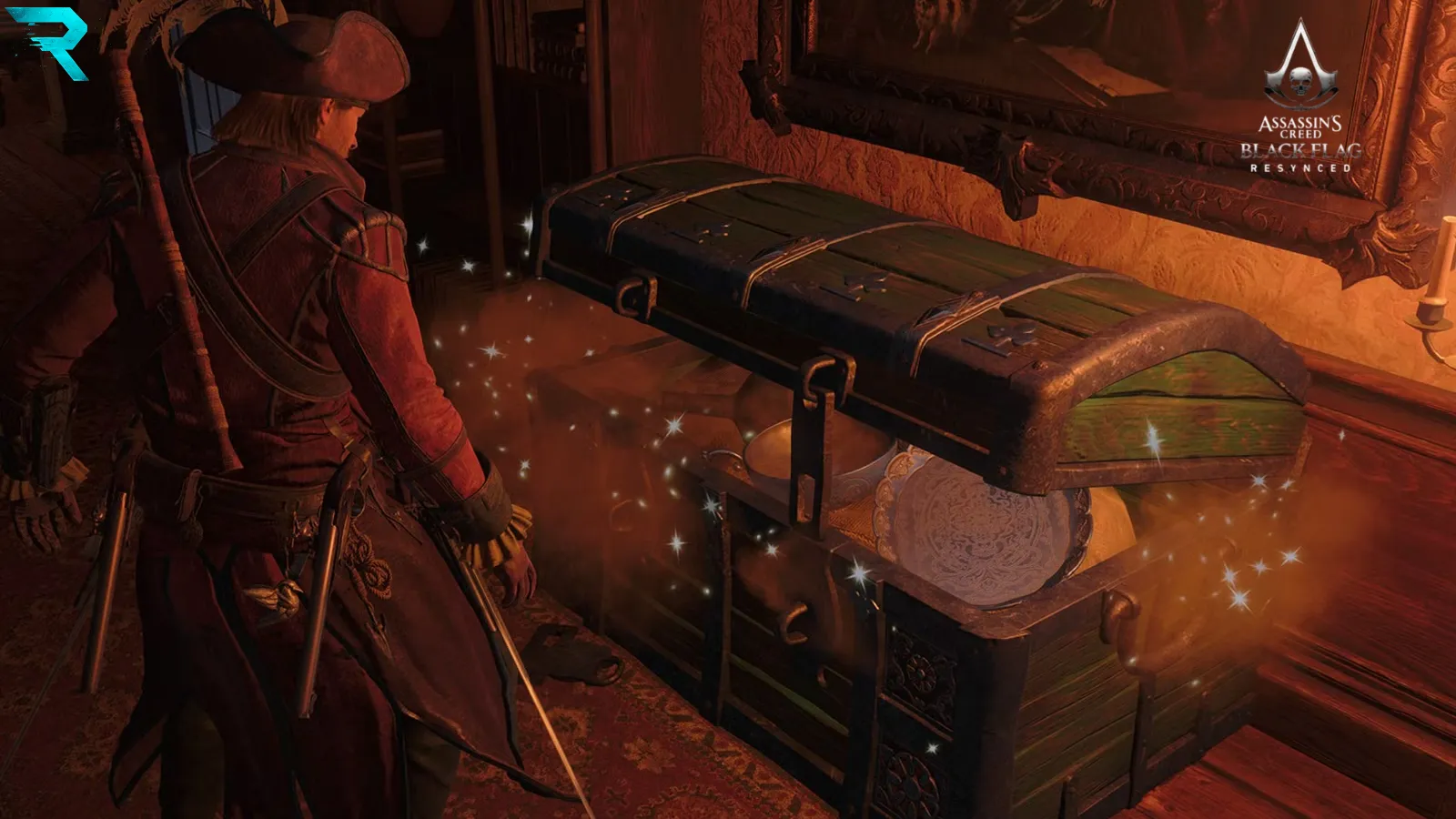 A buried treasure chest and map in Assassin's Creed Black Flag Resynced