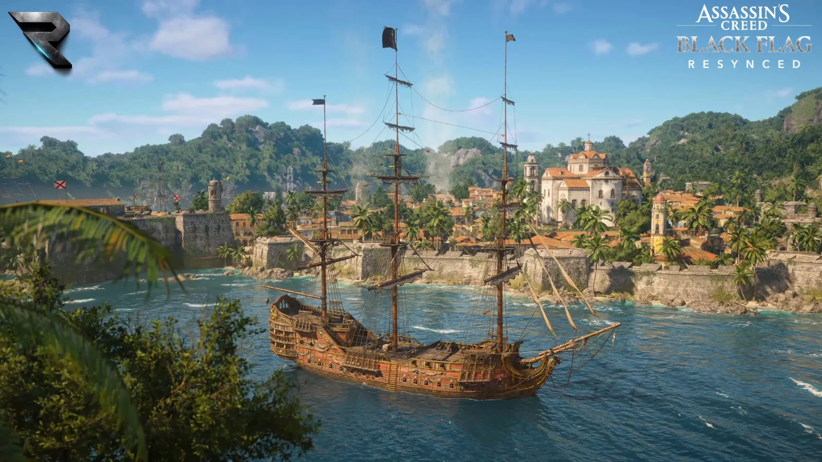 Edward Kenway's fleet sailing the Caribbean in Assassin's Creed Black Flag Resynced