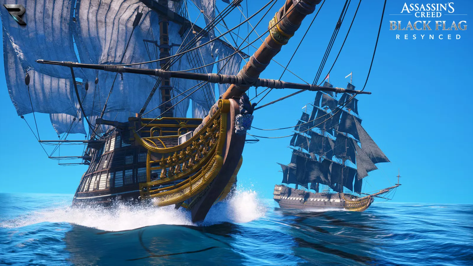 The Jackdaw engaging a Legendary Ship in Assassin's Creed Black Flag Resynced