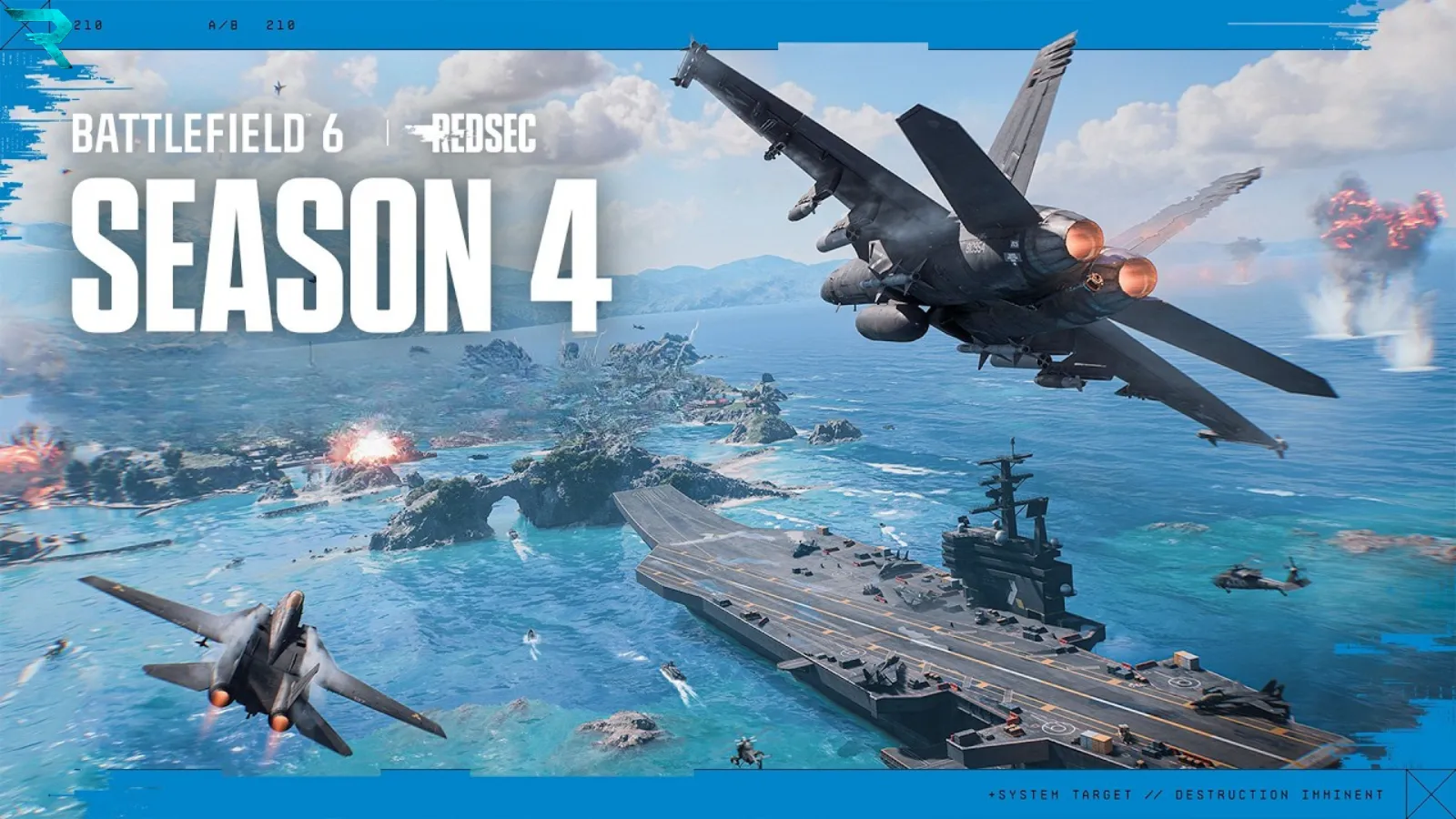 Battlefield 6 Season 4 key art showing naval combat near Wake Island