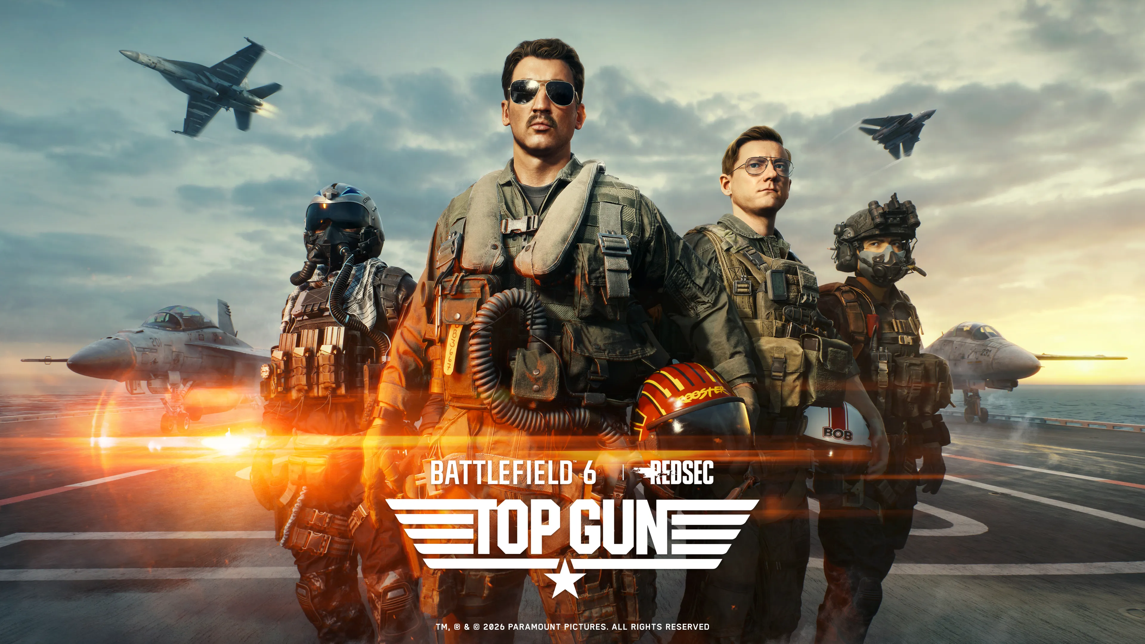 Key art for Battlefield 6 Season 4 showing an aircraft carrier and Top Gun fighter jets