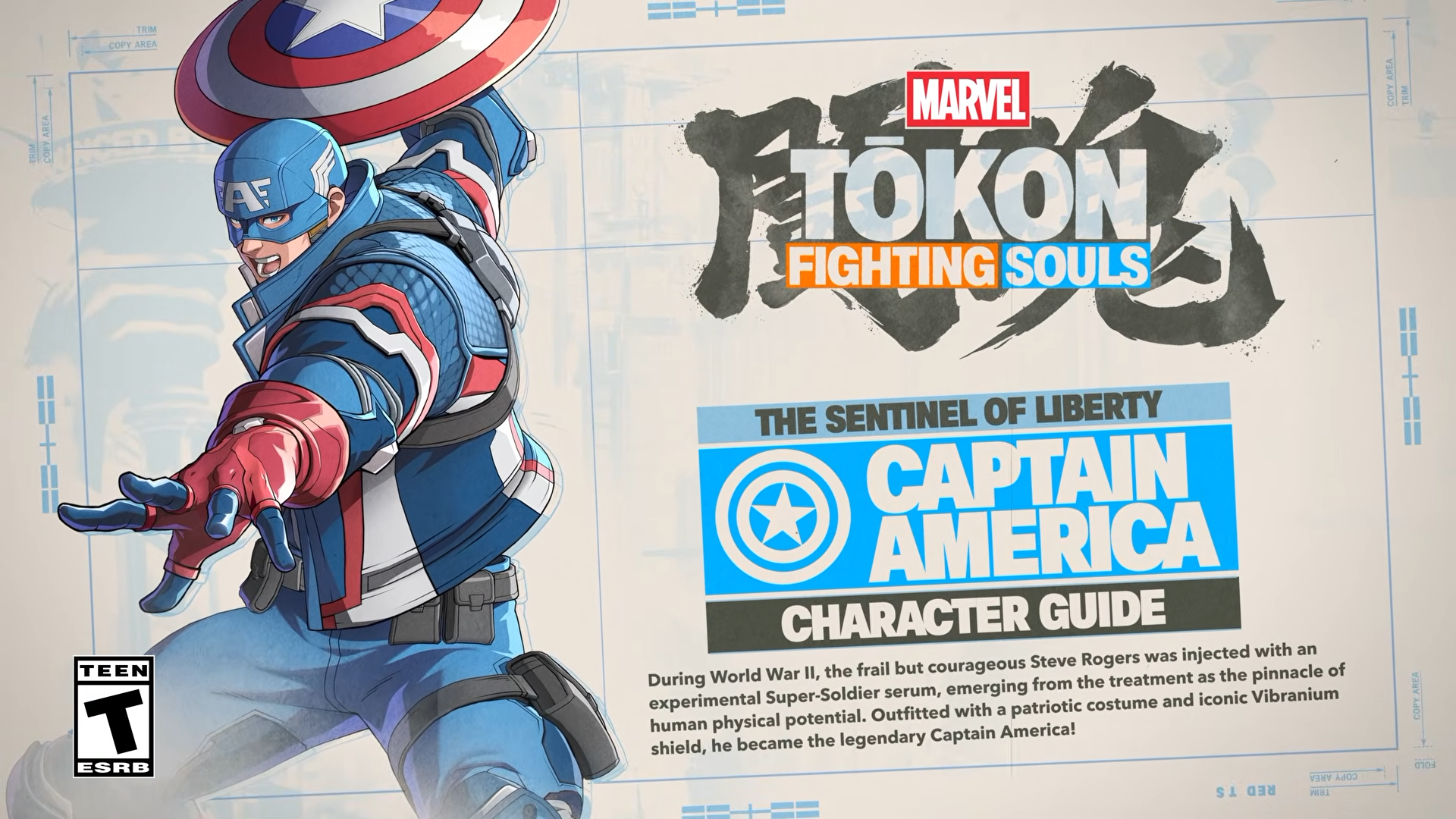 Captain America throwing his shield in Marvel Tōkon: Fighting Souls