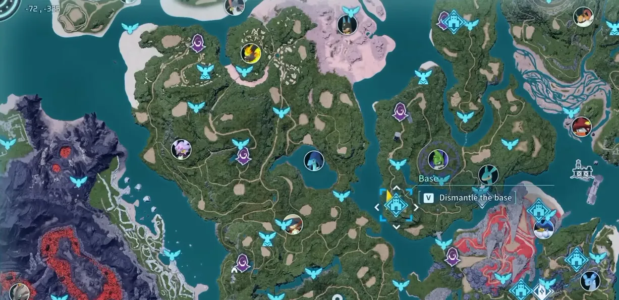 Crescent Moon Shore Base Location shown in Map in Palworld 1.0
