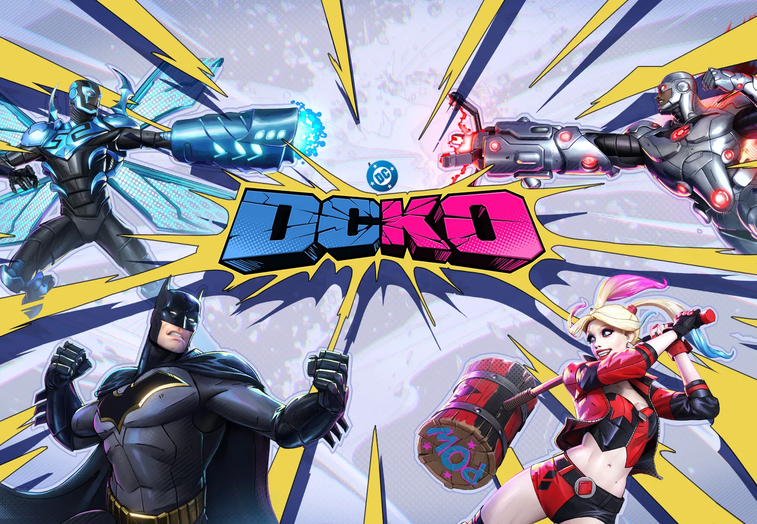 DCKO key art featuring DC Legends in a 2v2 tag-team fighting game