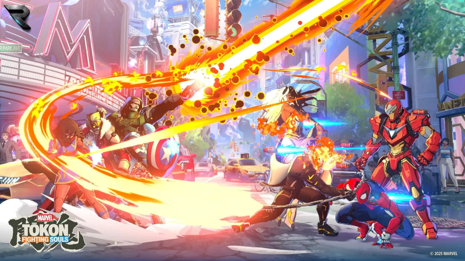 A team of fighters clashing in Marvel Tōkon: Fighting Souls