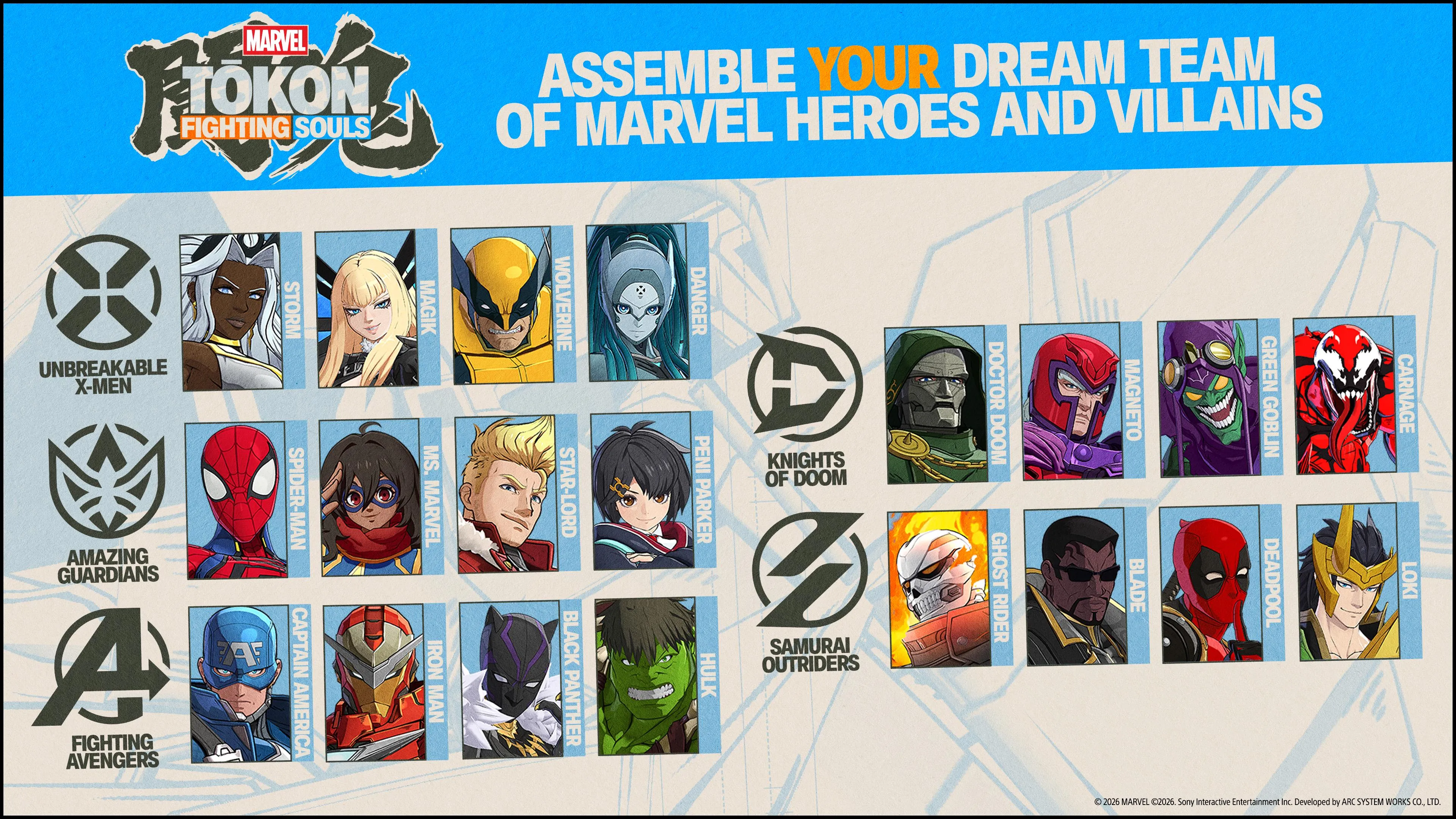 Marvel Tōkon: Fighting Souls Roster