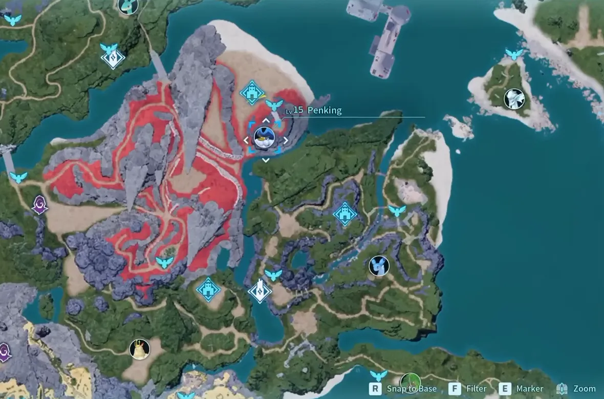 Penking Location shown in Map in Palworld 1.0