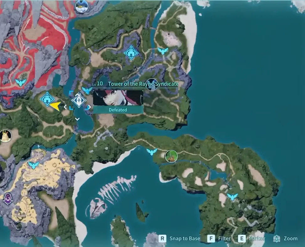Tower of the Rayne Syndicate Location shown in Map in Palworld 1.0
