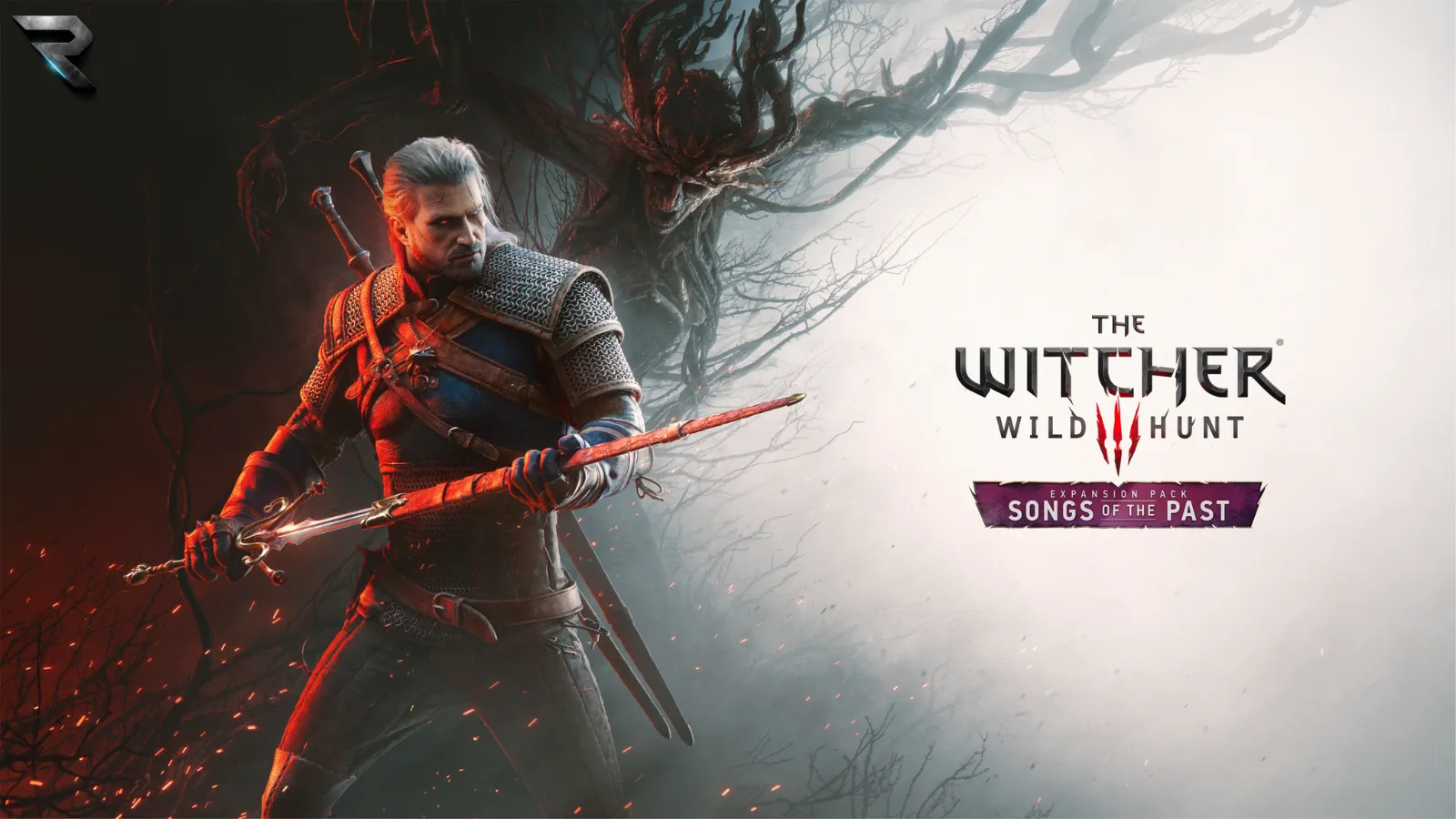 Geralt of Rivia standing in a misty new region from The Witcher 3: Songs of the Past
