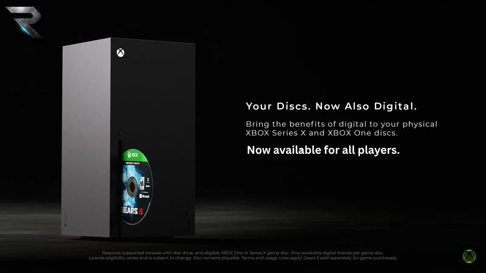 Xbox Series X console with a physical game disc for the disc-to-digital feature